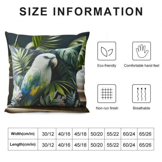 Ulloord Throw Pillow Cover Floral Palm Leaves Bird Paradise Flower Nature Square Pillow Case Cushion Cover for Home Car Decorative