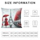 Ulloord  Eiffel Tower Throw Pillow Cover Lovers Hug Kiss Tree Painting Red Umbrella Square Pillow Case Cushion Cover for Home Car Decorative