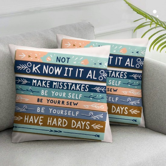 Ulloord Inspirational Quotes It’s ok to Be Yourself Pillowcase Inspirational Gifts for Women and Motivational Quotes Pillowcase for Bedroom Classroom Flannel Cushion Cover for Sofa