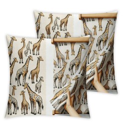 Ulloord Throw Pillow Cover Giraffes Animal Cute Wild Africa Safari Group Crowded Spot Square Pillow Case Cushion Cover for Home Car Decorative