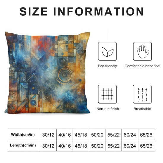 Ulloord  Throw Pillow Cover Blue and Golden Color  Decorative Art Old Rough Grunge Abstract Square Pillow Case Cushion Cover for Home Car Decorative