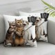 Ulloord  Fathers Day Pillow Covers Animal Pillow Covers Cat Throw Pillow Cover Funny Cellphone Selfie Smile Square Pillow Case Cushion Cover for Father's Day Home Car Decorative