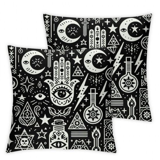 Ulloord Throw Pillow Cover Style Hand Eyes Skull Cat Square Pillow Case Cushion Cover for Home Car Decorative