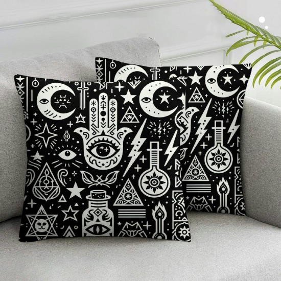 Ulloord Throw Pillow Cover Style Hand Eyes Skull Cat Square Pillow Case Cushion Cover for Home Car Decorative