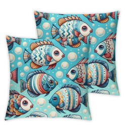 Ulloord Sea Theme Colorful Fish Pillow Covers Throw Pillowcases Beach Cushion Covers Home Decorative Flannel Cushion Cover for Sofa Couch Bed Car