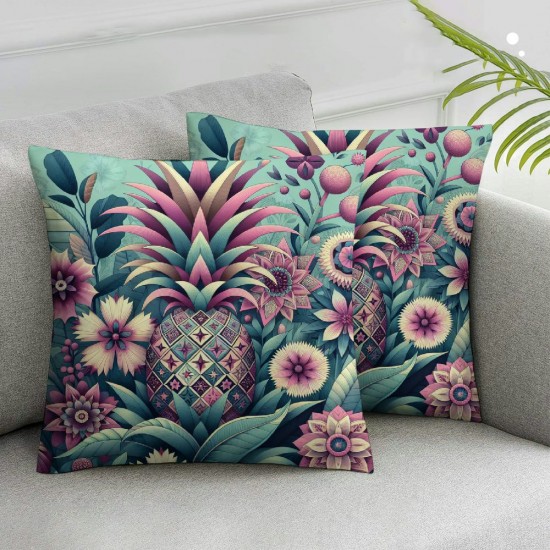 Ulloord Flowers Cactus-Flower Flowers Decorative Pillow Case Home Decorative Flannel Cushion Cover for Sofa Couch Bed Car