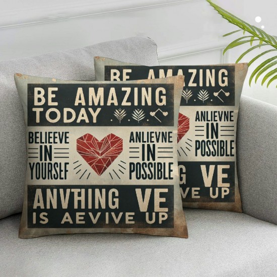 Ulloord Anything is Possible Inspirational Quotes Pillowcase Gift, Bedroom Pillowcase, , Women, , Employee Flannel Cushion Cover