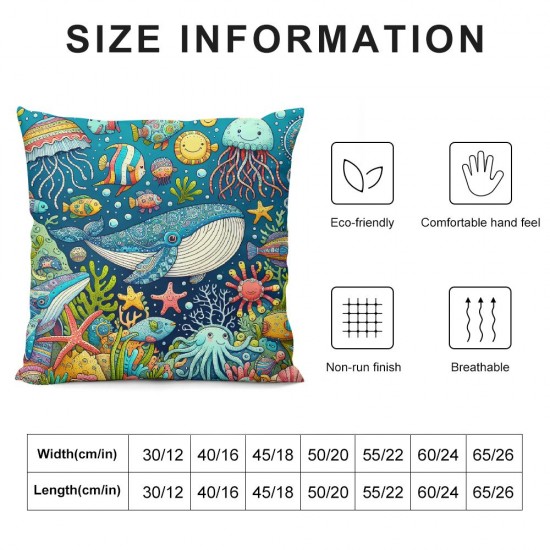 Ulloord The sea Marine Organism Pillow Case for Kids Girls Boys Gift, Pink Coral Marine Organism Pillowcases Home Decorative Flannel Cushion Cover for Sofa Couch Bed Car