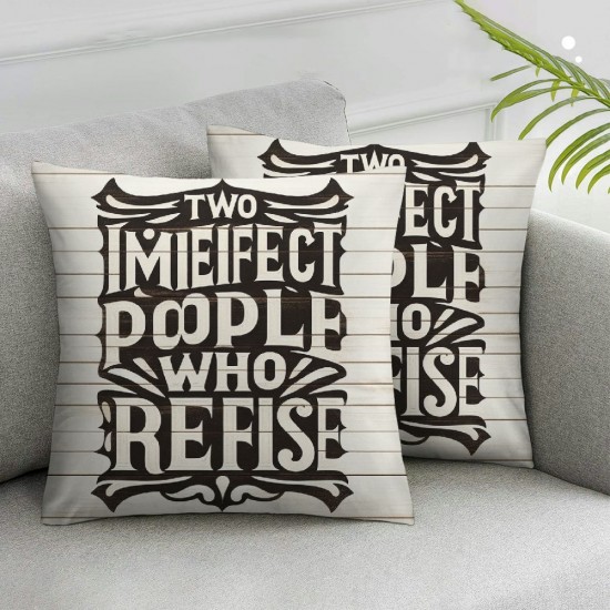 Ulloord Funny Marriage Motto Pillowcase for Home Farmhouse Bedroom Living Room Home Decorative Flannel Cushion Cover for Sofa