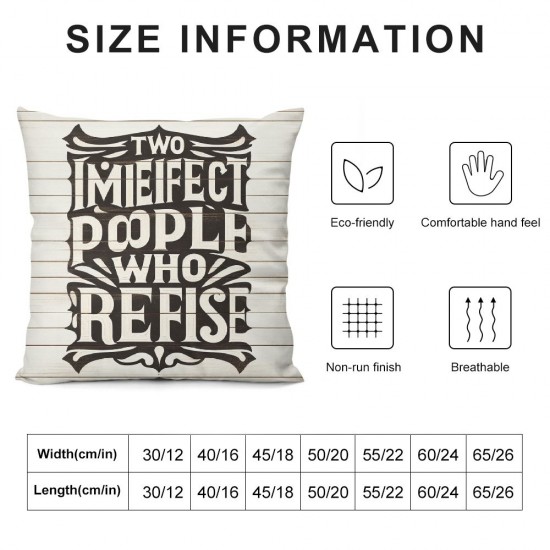 Ulloord Funny Marriage Motto Pillowcase for Home Farmhouse Bedroom Living Room Home Decorative Flannel Cushion Cover for Sofa