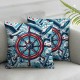 Ulloord Sea Themed  Wheel Modern Decorative Throw Pillow Case Decor Flannel Cushion Cover for Sofa Cushion Cover