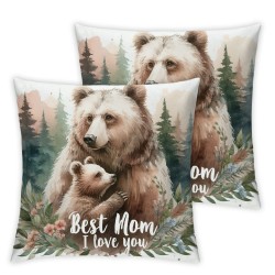 Ulloord Gifts for , Brown Mother Bear and Throw Pillow Cover, Meaningful Gifts for Mom, , Ideas for Mom，Flannel Pillow Covers