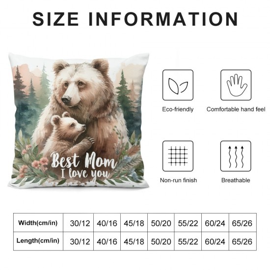 Ulloord Gifts for , Brown Mother Bear and Throw Pillow Cover, Meaningful Gifts for Mom, , Ideas for Mom，Flannel Pillow Covers