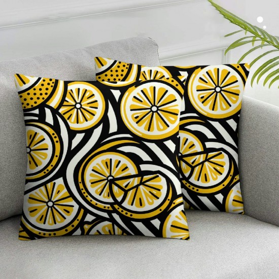 Ulloord Pillow Covers  Decorative Lemon Black Stripes Throw Pillow Covers Cushion Case for Sofa Bench Living Room Indoor Outdoor Home Decor