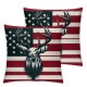 American Flag Throw Pillow Cover ,Deer Antlers Grey uflage Soft Reversible Print Cushion Cover for Bed Sofa, Stars Square Couch Pillow Cover