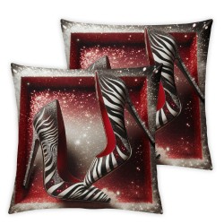 Ulloord Pillow Covers for Couch Sofa, Red Silvery Print Valentine's Day Decor Pillow Cases Cushion Covers Farmhouse Style Black White Square Cushion Cases