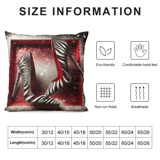 Ulloord Pillow Covers for Couch Sofa, Red Silvery Print Valentine's Day Decor Pillow Cases Cushion Covers Farmhouse Style Black White Square Cushion Cases