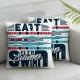 Ulloord Pillow Cover,Lane Geometric Lines Navy Double Sides Print Pillowcase Soft Square Cushion Case,Eat Sleep Themed Throw Pillow Cover for Decoration