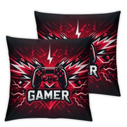 Ulloord Video Game Pillow Covers Modern Game Controller Print Pillow Cases for Boys Adults Red Black Gamer Gift Cushion Covers for Party Office Decor