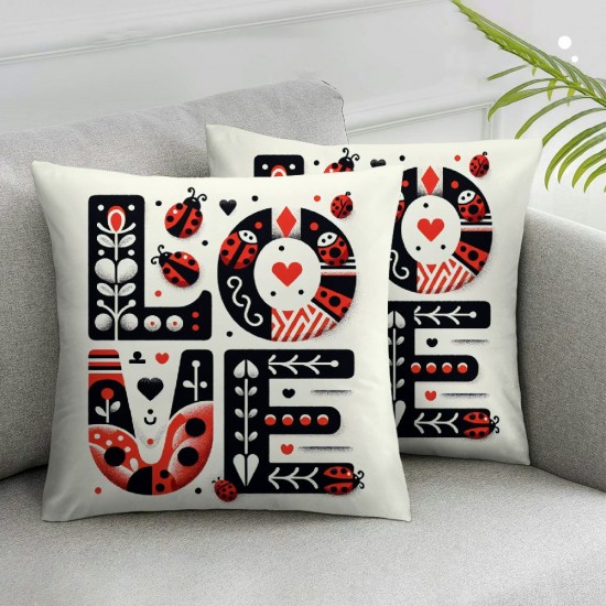 Ulloord Throw Pillow Covers Soft Square Cushion Case Cute Pillowcase for Room Decor Red and Black Flowers Pillowcase,