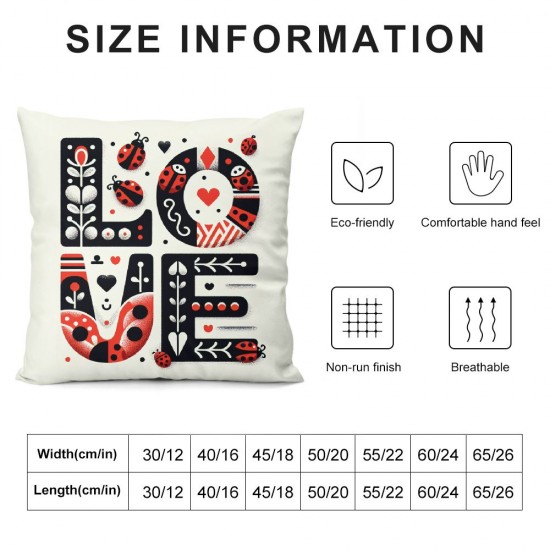 Ulloord Throw Pillow Covers Soft Square Cushion Case Cute Pillowcase for Room Decor Red and Black Flowers Pillowcase,