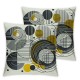 Ulloord Abstract Art Pillow Cover,Modern Geometric Dark Grey Reversible Print Cushion Cover,Black Yellow Circle Lines Single Pack Couch Pillow Cover or Bed or Sofa