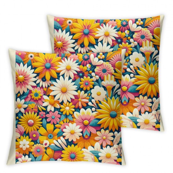 Ulloord Colorful Flowers Pillow Cover Floral Butterfly Pillow Case for Adults Style Cushion Cover for Room Decor