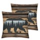 Ulloord Pillow Cover,Brown Wooden Board Grey Plaid Double Sides Print Pillowcase Soft Square Cushion Case, Throw Pillow Cover for Decoration