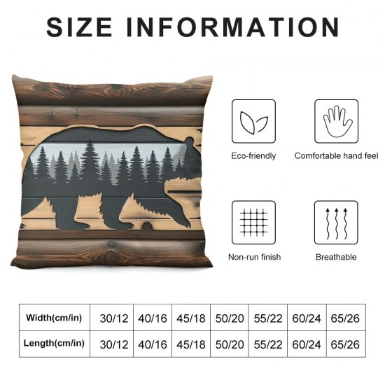 Ulloord Pillow Cover,Brown Wooden Board Grey Plaid Double Sides Print Pillowcase Soft Square Cushion Case, Throw Pillow Cover for Decoration