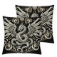 Ulloord Dragon Golden Gradient Pillow Covers Flower Pattern Throw Pillow Covers Cases, Decor Square Cushion Covers Set