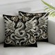 Ulloord Dragon Golden Gradient Pillow Covers Flower Pattern Throw Pillow Covers Cases, Decor Square Cushion Covers Set