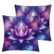 Ulloord  Purple Lotus Flower Pillow Cover for Living Room Couch Decor 3D Print Garden Plant Floral Square Soft Throw Pillow Psychedelic Tie Dye Stripes Decorative Cushion Cover,