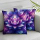 Ulloord  Purple Lotus Flower Pillow Cover for Living Room Couch Decor 3D Print Garden Plant Floral Square Soft Throw Pillow Psychedelic Tie Dye Stripes Decorative Cushion Cover,