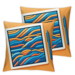 Ulloord Simple Stripes Pillow Cover Reversible Print Navy Blue Orange Abstract Lines Square Throw Pillow Cover for Bed or Sofa Decor Minimalism Modern Fashion Geometric Decorative Cushion Cover