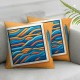 Ulloord Simple Stripes Pillow Cover Reversible Print Navy Blue Orange Abstract Lines Square Throw Pillow Cover for Bed or Sofa Decor Minimalism Modern Fashion Geometric Decorative Cushion Cover