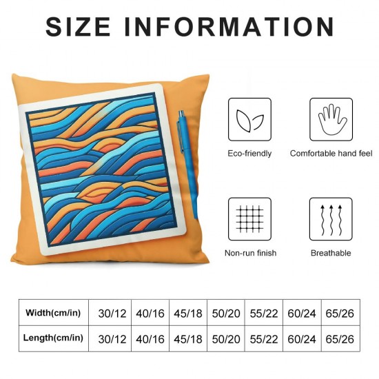 Ulloord Simple Stripes Pillow Cover Reversible Print Navy Blue Orange Abstract Lines Square Throw Pillow Cover for Bed or Sofa Decor Minimalism Modern Fashion Geometric Decorative Cushion Cover