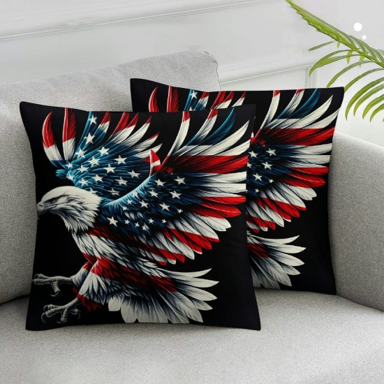 Ulloord Pillow Cover for Sofa ,American Flag Red Stripes Stars Pillow Case Cushion Cover for Kids Adults,Blue Sky Natural Landscape Square Cushion Case Set