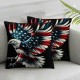 Ulloord Pillow Cover for Sofa ,American Flag Red Stripes Stars Pillow Case Cushion Cover for Kids Adults,Blue Sky Natural Landscape Square Cushion Case Set