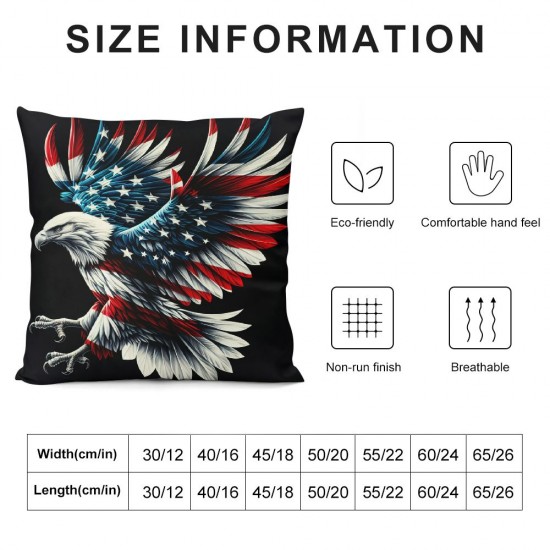 Ulloord Pillow Cover for Sofa ,American Flag Red Stripes Stars Pillow Case Cushion Cover for Kids Adults,Blue Sky Natural Landscape Square Cushion Case Set