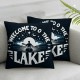 Ulloord Welcome to The Lake Cabin Pillow Covers Lake Paddle Pattern Throw Pillowcases for Sofa Couch Chair Blue Galaxy Starry Sky Room Decor Cushion Cases for Men Boys Adults