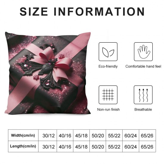 Ulloord Valentine's Day Pillow Cover Pillow Case for Teens Girls Adults Decorations Romantic Style Cushion Cover for Bedroom Couch Decor Pink Black