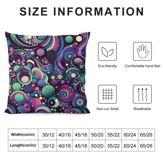 Ulloord and Spores Hidden Zipper Home Sofa Decorative Throw Pillow Cover Cushion Case Square Design Pillowcase