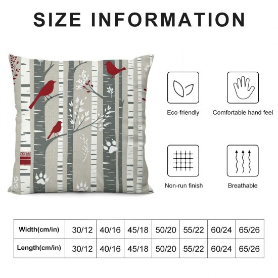 Ulloord Throw Pillow Cover in Animal Red White Grey Square Pillow Case Cushion Cover for Home Car Decorative