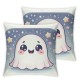 Ulloord Cute Ghost Pillow Covers for Sofa Couch Chair Dreamy Ombre Blue Galaxy Throw Pillow Covers Happy Outdoor Pillow Cover Cushion Cover