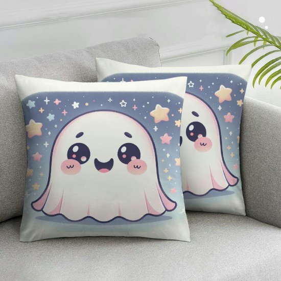 Ulloord Cute Ghost Pillow Covers for Sofa Couch Chair Dreamy Ombre Blue Galaxy Throw Pillow Covers Happy Outdoor Pillow Cover Cushion Cover