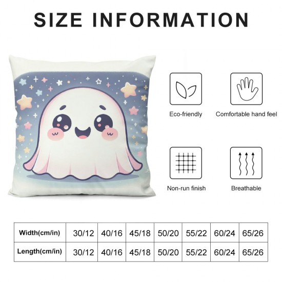 Ulloord Cute Ghost Pillow Covers for Sofa Couch Chair Dreamy Ombre Blue Galaxy Throw Pillow Covers Happy Outdoor Pillow Cover Cushion Cover