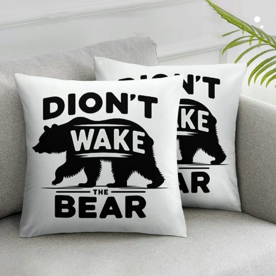 Ulloord Throw Pillow Cover Don't Wake The  Cool Animal Funny Quote Black White Square Pillow Case Cushion Cover for Home Car Decorative