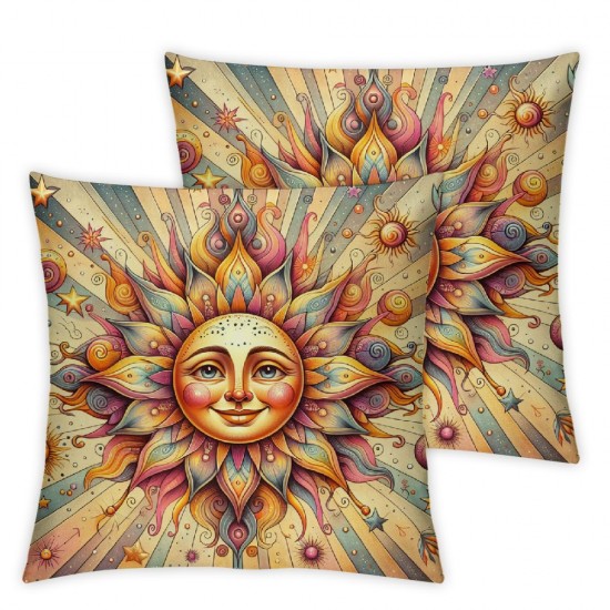 Ulloord Cute and Stars Hidden Zipper Home Sofa Decorative Throw Pillow Cover Cushion Case Square Design Printed Pillowcase