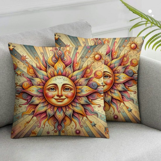 Ulloord Cute and Stars Hidden Zipper Home Sofa Decorative Throw Pillow Cover Cushion Case Square Design Printed Pillowcase