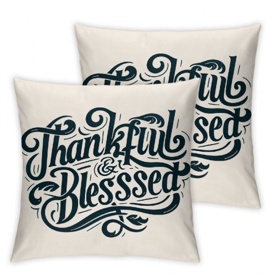 Ulloord Thankful Blessed Autumn Halloween Romantic Hidden Zipper Home Sofa Decorative  Throw Pillow Cover Cushion Case Square Design Polyester Printed Pillowcase